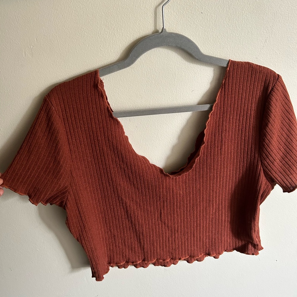 SHEIN Plus V-neck Rib-knit Tee - Picture 4 of 6